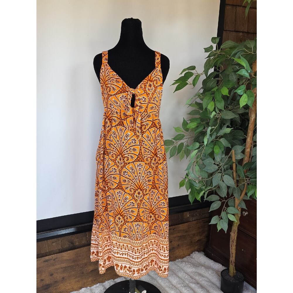 Knox Rose Orange Printed Tie-Front Maxi Dress